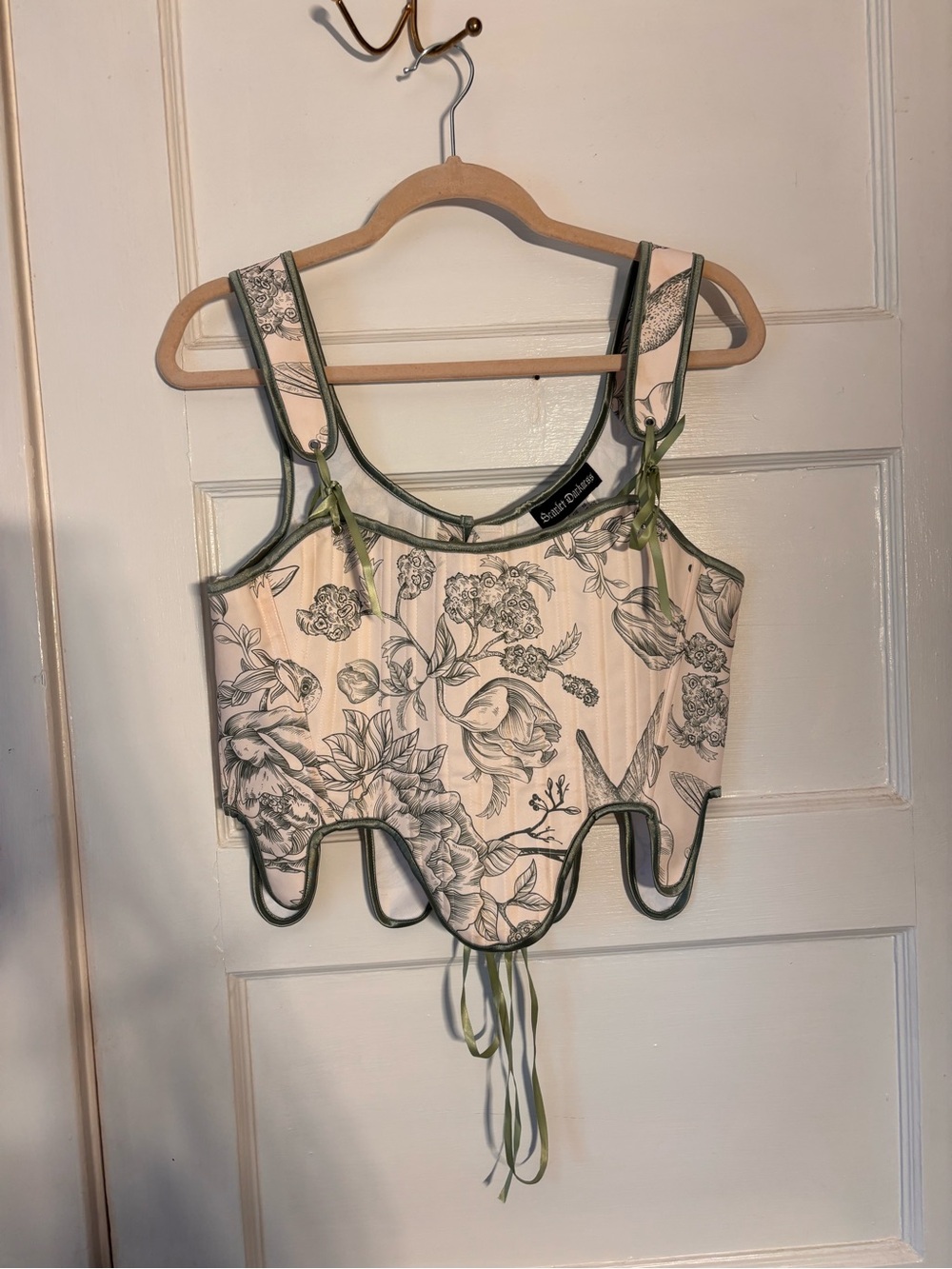 Scarlet Darkness Green Floral Corset Ren Faire